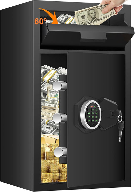 2.12 Cub Fireproof Waterproof, Security Home Safe with Fireproof Document Bag ,Inner Cabinet and LCD Display, Large Safe Box for Money Jewelry Documents